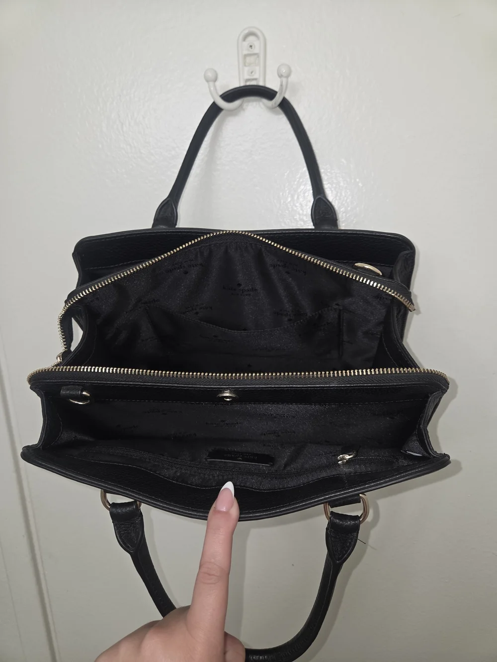 kate spade Black Pebbled Leather Satchel with Gold Hardware